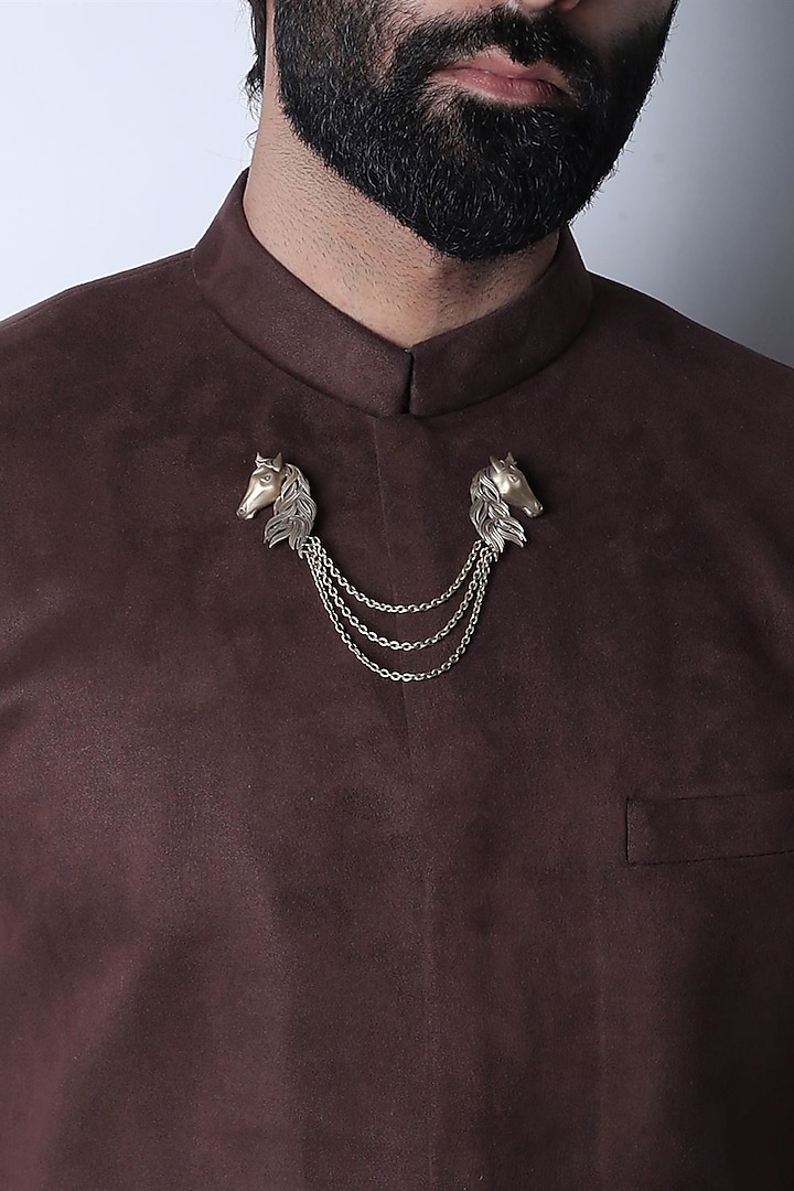 Antique Gold Finish Horse Shaped Dangling Chain Brooch by Cosa Nostraa at Pernia's Pop Up Shop