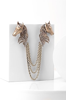Antique Gold Finish Horse Shaped Dangling Chain Brooch by Cosa Nostraa-POPULAR PRODUCTS AT STORE