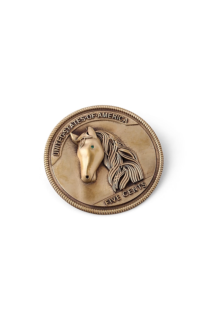 Antique Gold Finish Coin Brooch by Cosa Nostraa