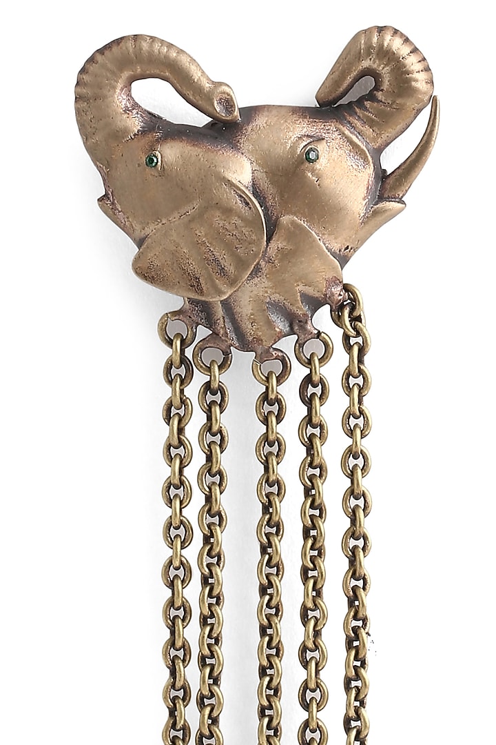 Antique Gold Finish Brooch With Dangling Chains by Cosa Nostraa at Pernia's Pop Up Shop