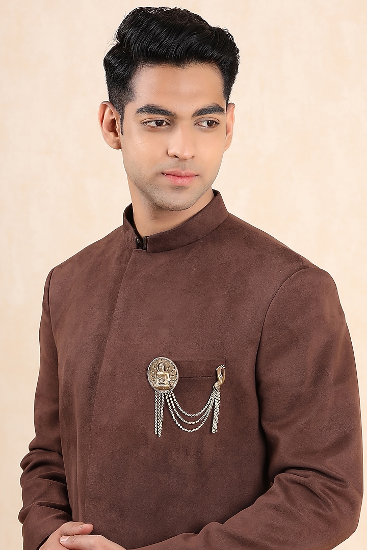 Antique Gold Finish Buddha Brooch by Cosa Nostraa at Pernia's Pop Up Shop