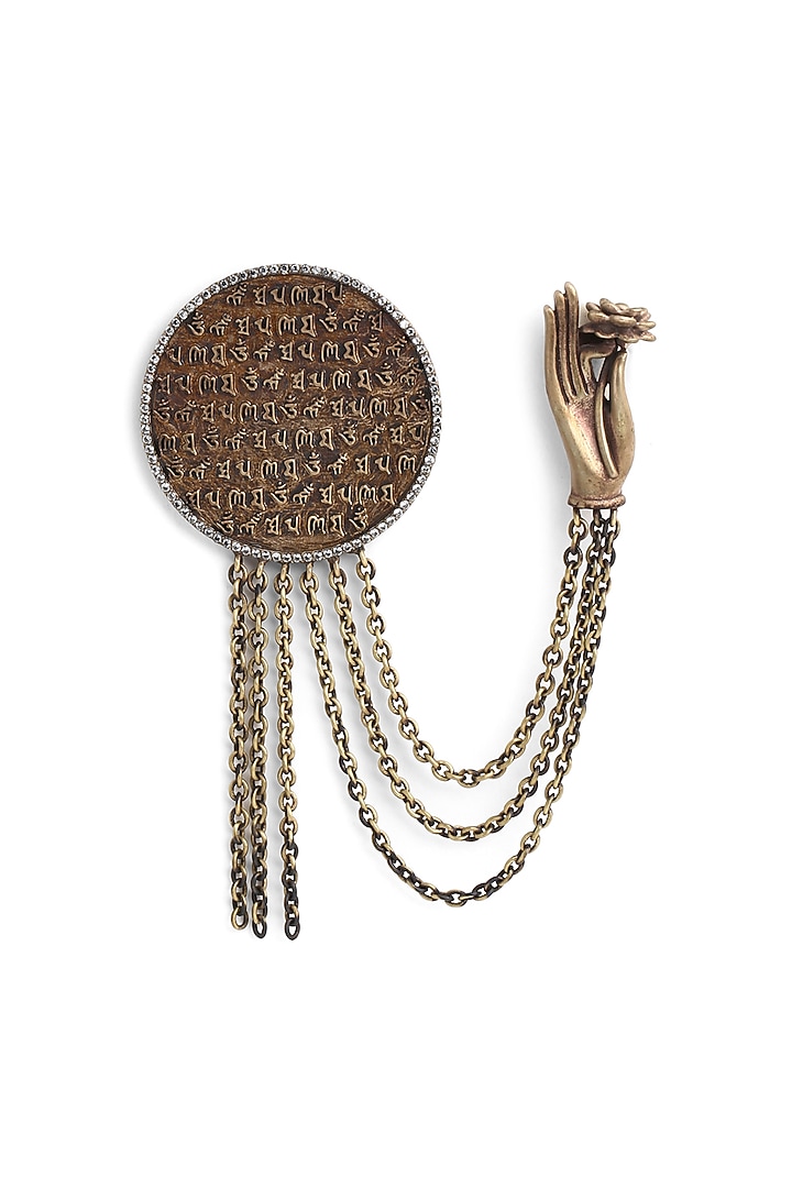 Antique Gold Finish Buddha Brooch by Cosa Nostraa at Pernia's Pop Up Shop