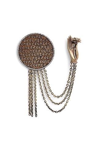 Antique Gold Finish Buddha Brooch by Cosa Nostraa