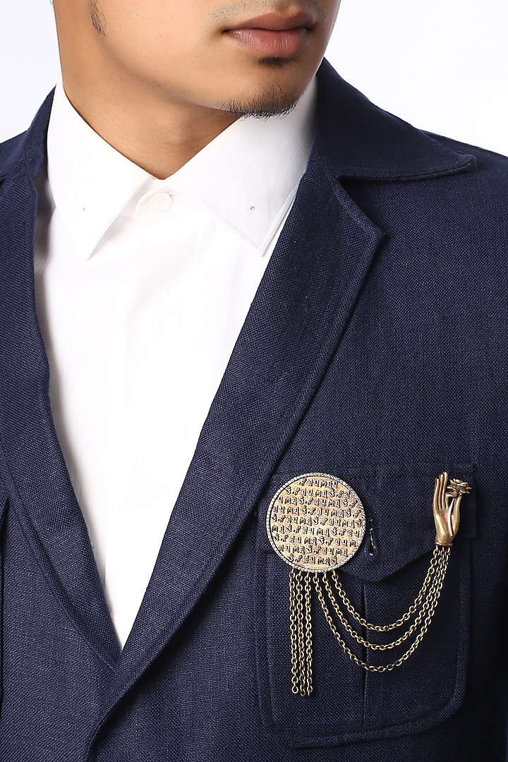 Antique Gold Finish Buddha Brooch by Cosa Nostraa at Pernia's Pop Up Shop