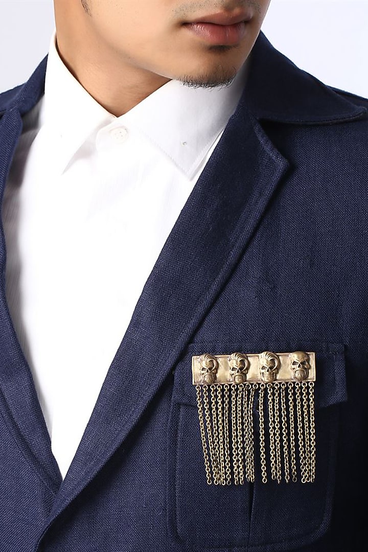 Antique Gold Finish Skull Brooch by Cosa Nostraa at Pernia's Pop Up Shop