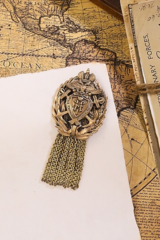 Antique Gold Finish Musashi Brooch by Cosa Nostraa