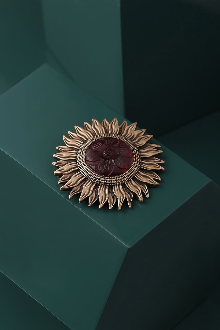 Antique Gold Finish Sun Brooch by Cosa Nostraa