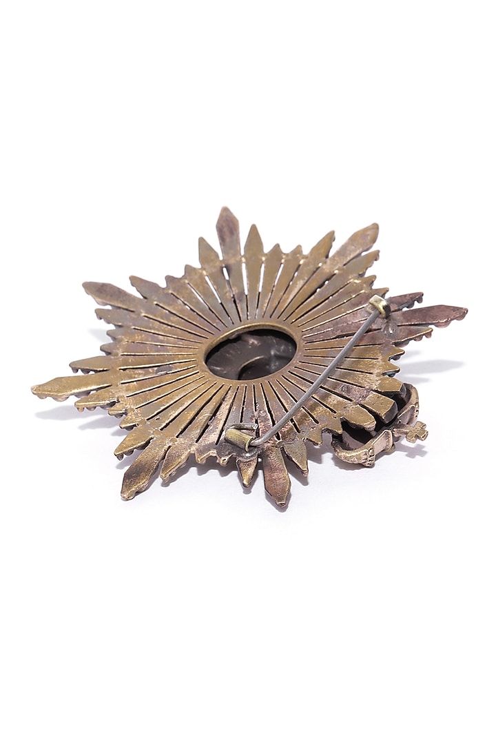 Antique Gold Finish Masculine Lion Head Brooch by Cosa Nostraa at Pernia's Pop Up Shop