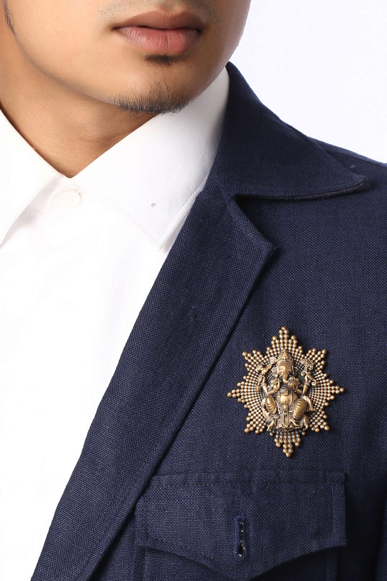Antique Gold Finish Ganesha Brooch by Cosa Nostraa