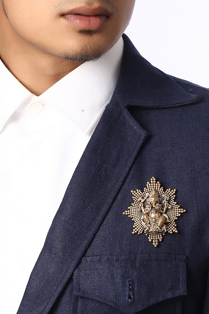 Antique Gold Finish Ganesha Brooch by Cosa Nostraa