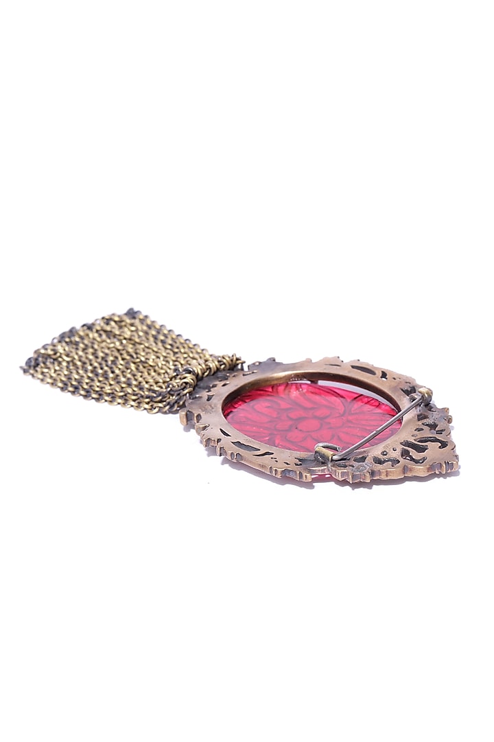 Ruby Stone Brooch Antique Gold Finish Ruby Red Stone Brooch Design by Cosa Nostraa at ...