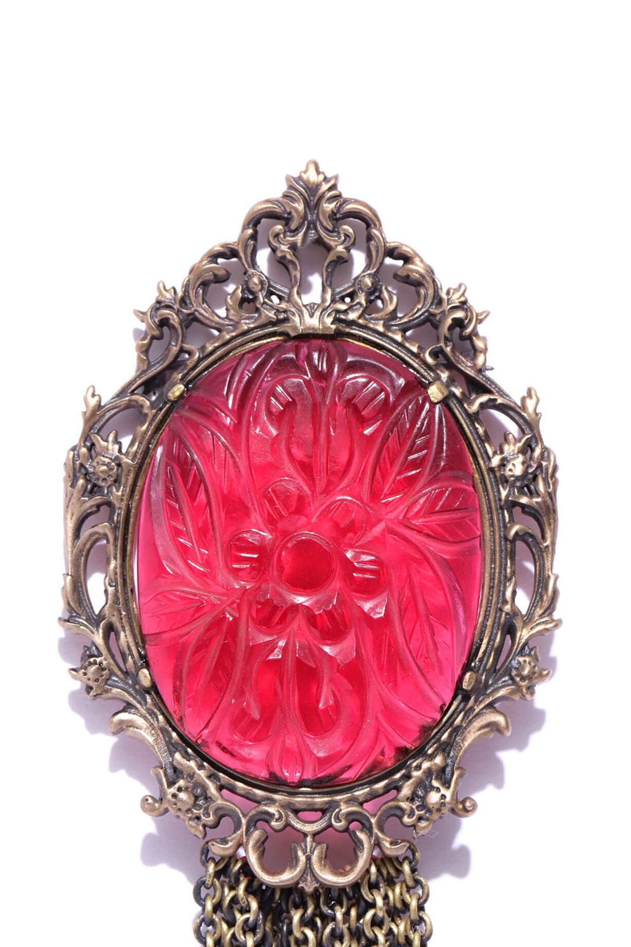 Ruby Stone Brooch Antique Gold Finish Ruby Red Stone Brooch Design by Cosa Nostraa at ...