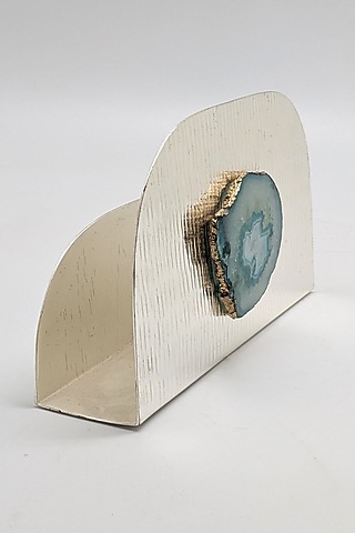 Green Agate Stone & Brass Napkin Holder by Bespoke Home Jewels