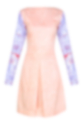 Nude Split Sleeves Box Pleated Dress by Bhoomika Chouhan