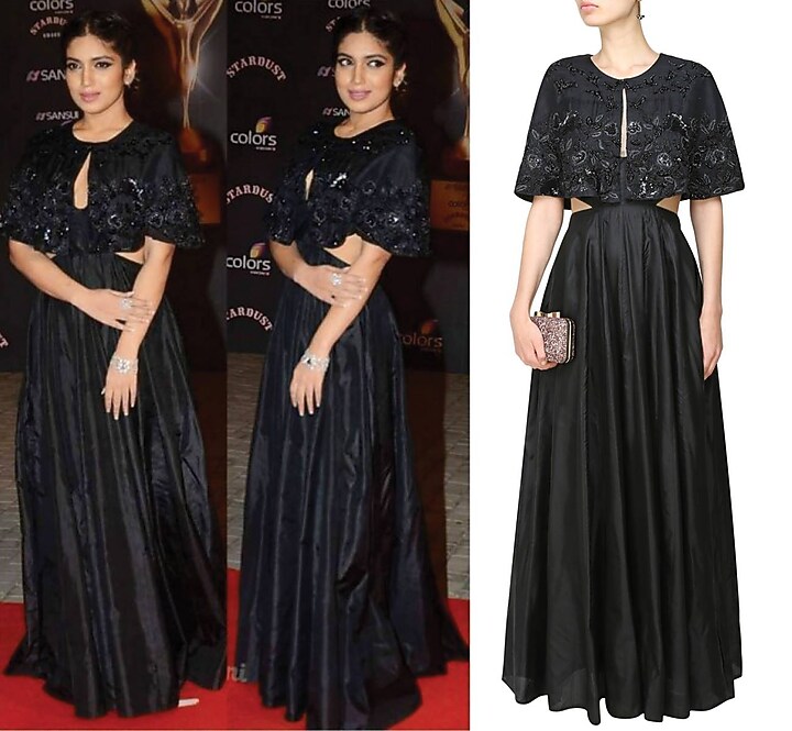 Ank by Amrit Kaur presents Black embroidered cape and dress available only at Pernia's Pop Up Shop.