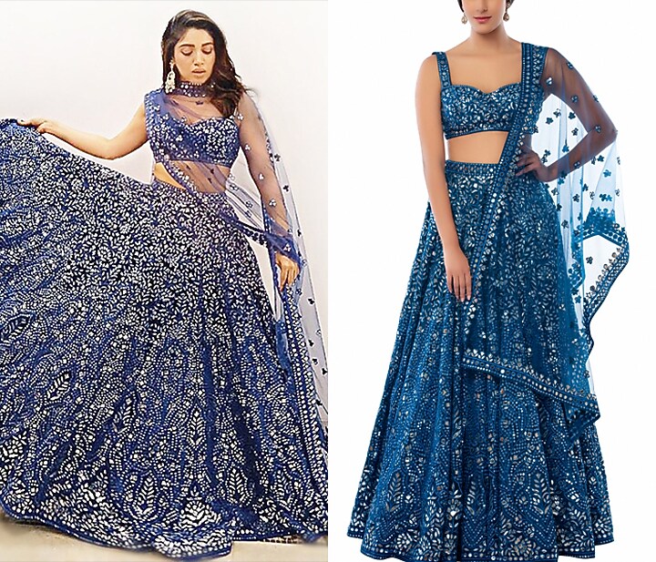 Blue Embroidered Bridal Lehenga Set by Tamanna Punjabi Kapoor at Pernia's Pop Up Shop