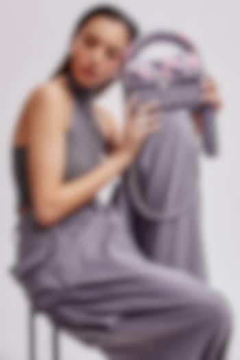 Grey & Pink Cotton Yarn Sling Bag by Bijit