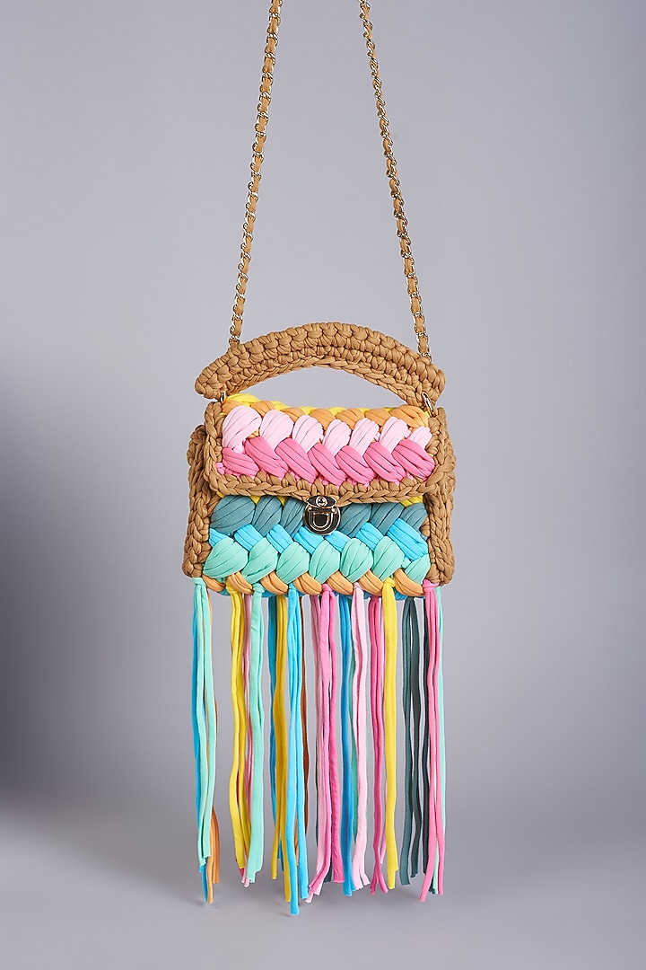 Dark Beige Cotton Yarn Handbag by Bijit at Pernia's Pop Up Shop