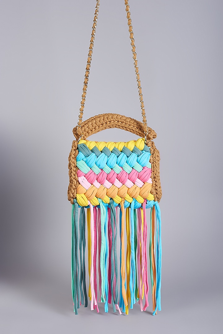 Dark Beige Cotton Yarn Handbag by Bijit at Pernia's Pop Up Shop