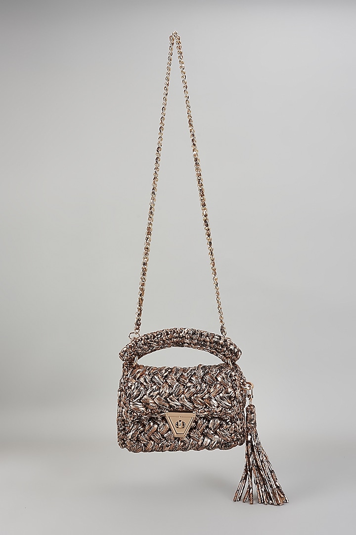 Copper Polyester Yarn Sling Bag by Bijit