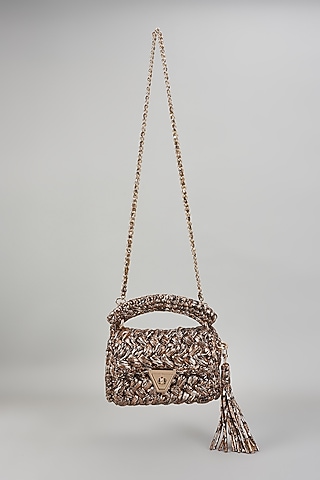 Copper Polyester Yarn Sling Bag by Bijit