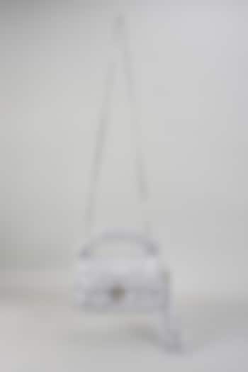 White Polyester Yarn Sling Bag by Bijit