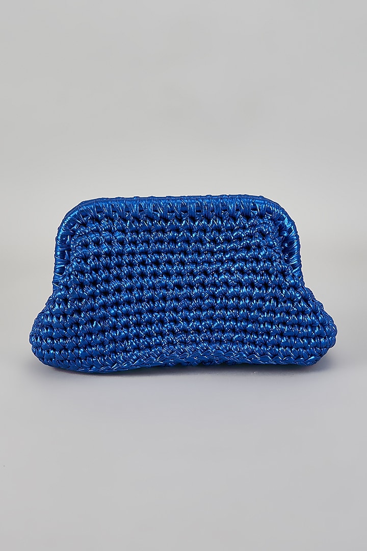 Electric Blue Polyester Yarn Clutch by Bijit at Pernia's Pop Up Shop