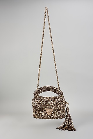 Copper Polyester Yarn Sling Bag by Bijit