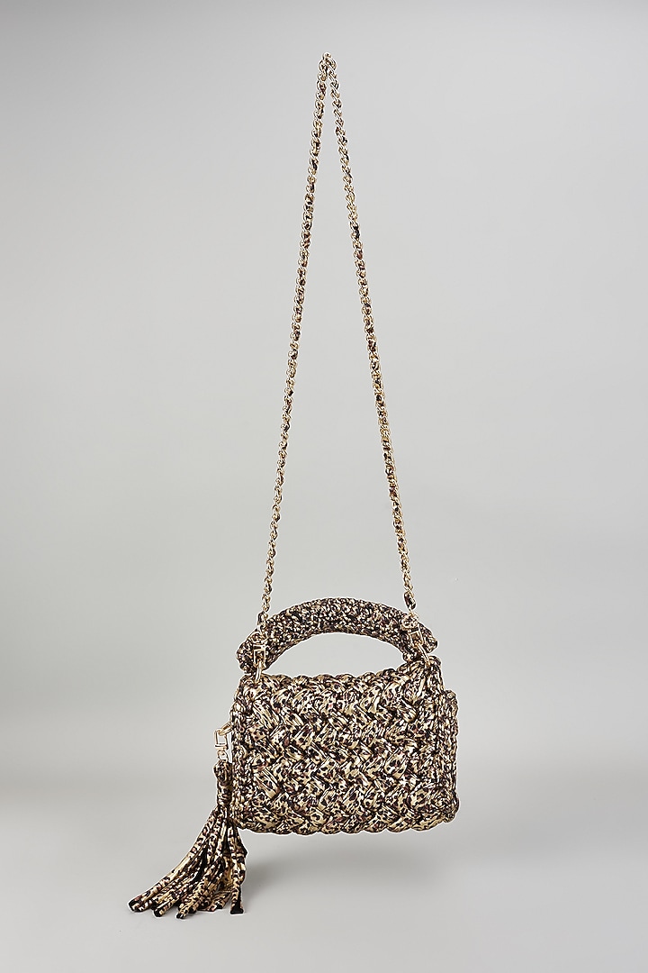Copper Polyester Yarn Sling Bag by Bijit at Pernia's Pop Up Shop