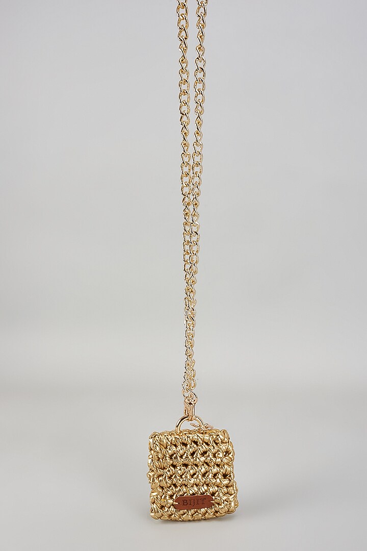 Gold Polyester Yarn Belt Bag by Bijit at Pernia's Pop Up Shop