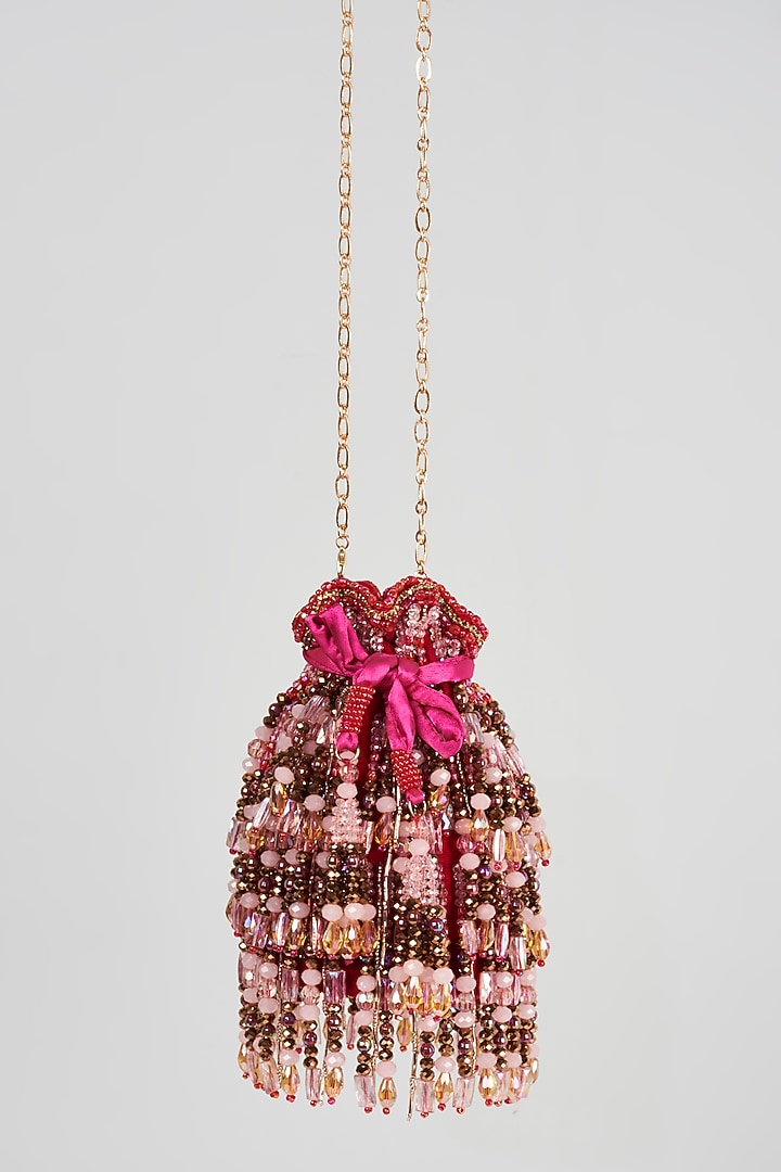 Pink Embellished Potli by Bijoux By Priya Chandna at Pernia's Pop Up Shop