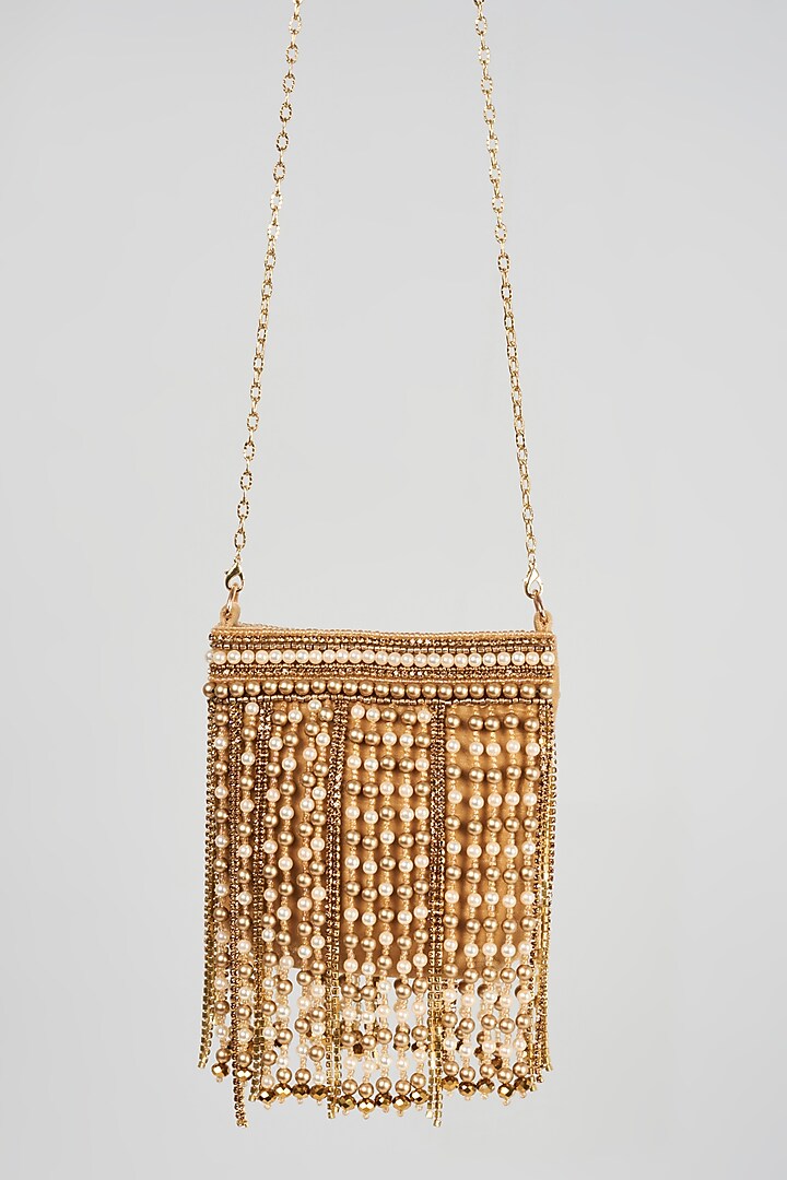 Gold Embellished Hand Bag by Bijoux By Priya Chandna