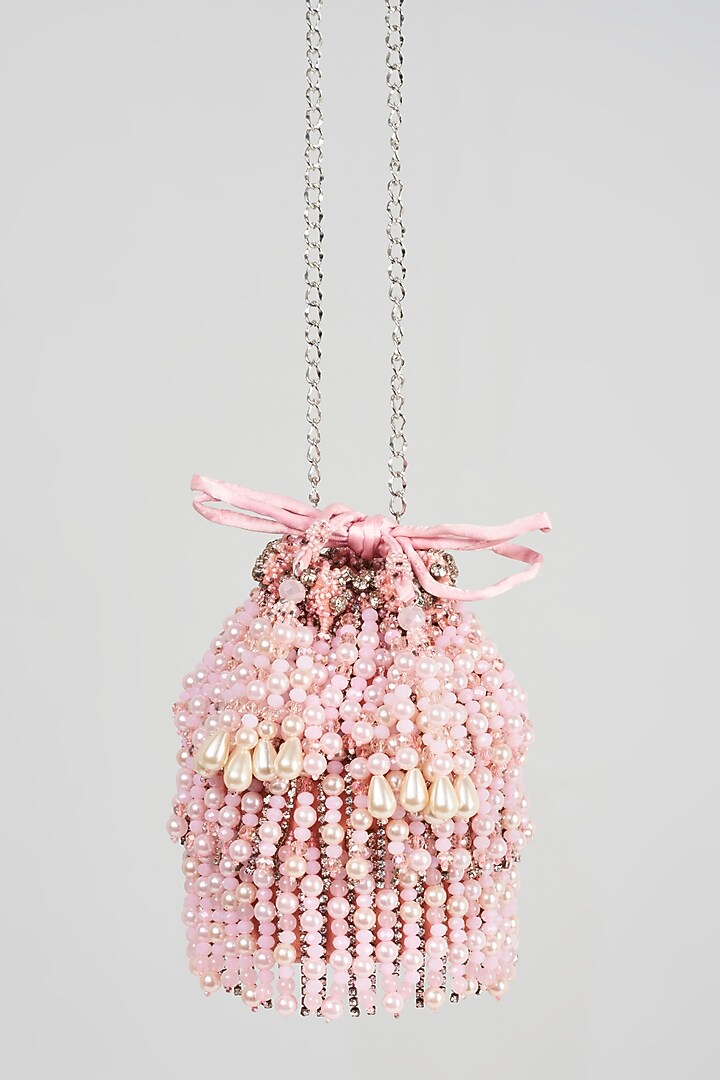 Peach Embellished Potli by Bijoux By Priya Chandna at Pernia's Pop Up Shop