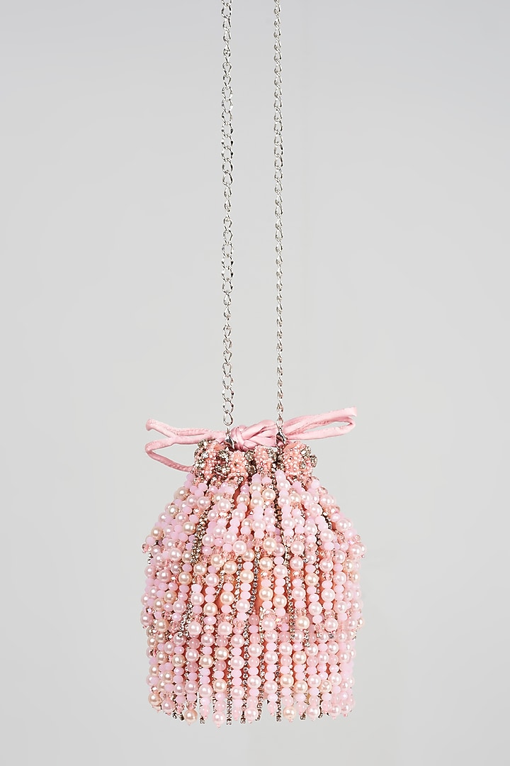 Peach Embellished Potli by Bijoux By Priya Chandna at Pernia's Pop Up Shop