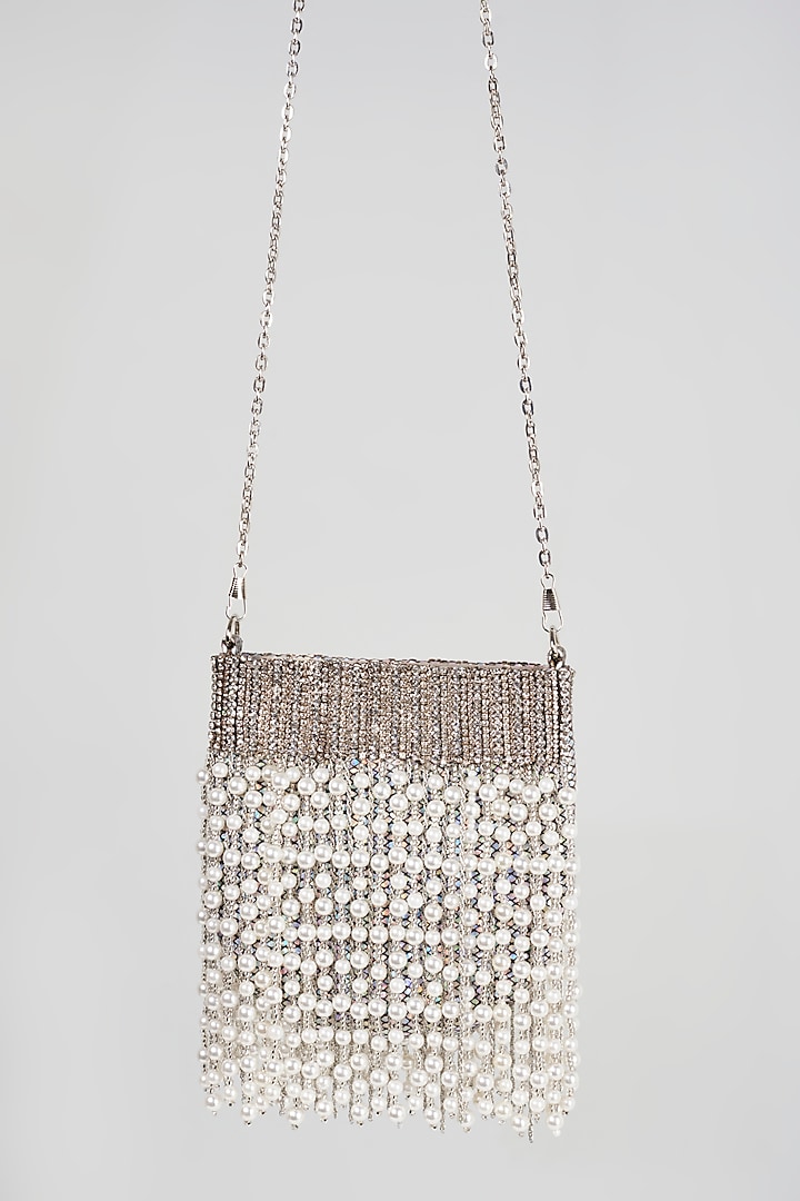 Silver Embellished Hand Bag by Bijoux By Priya Chandna