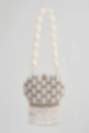 White Embellished Heart-Shaped Clutch by Bijoux By Priya Chandna