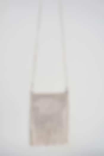 Silver Velvet Embellished Hand Bag by Bijoux By Priya Chandna