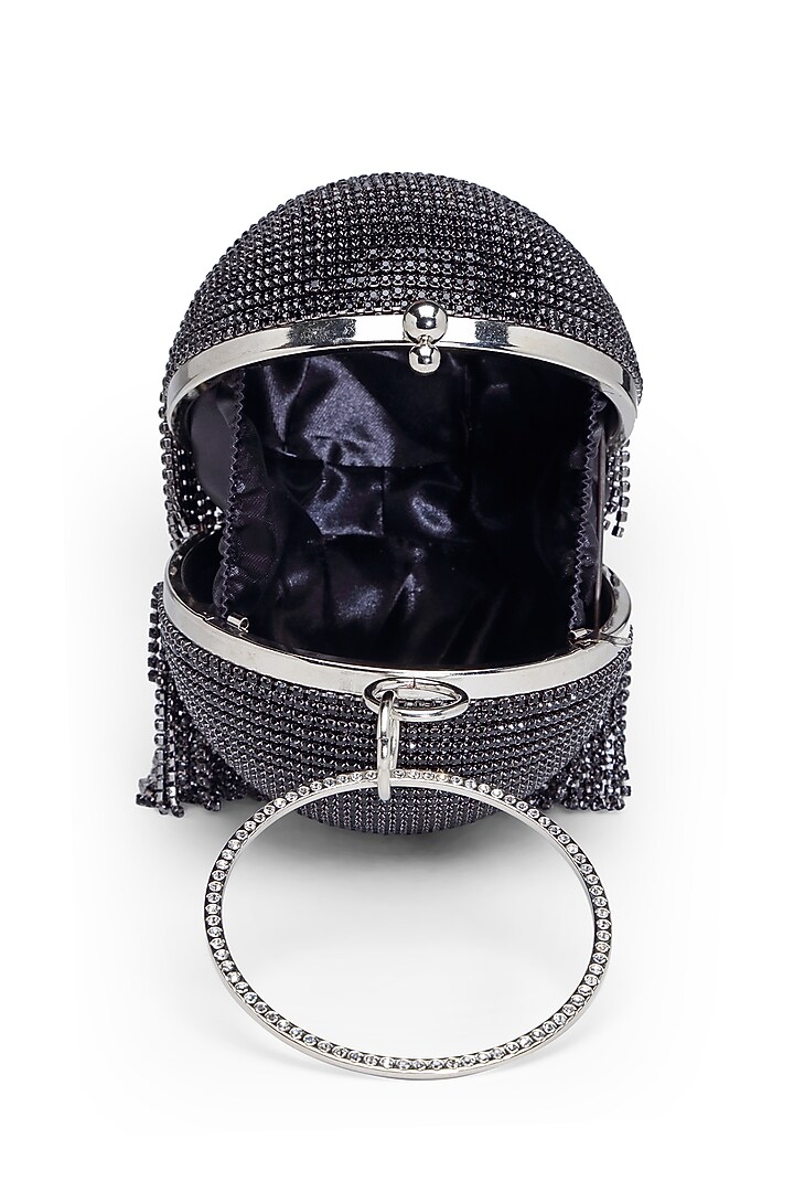 Black Synthetic Crystal Embroidered Mini Clutch by Bijoux By Priya Chandna at Pernia's Pop Up Shop