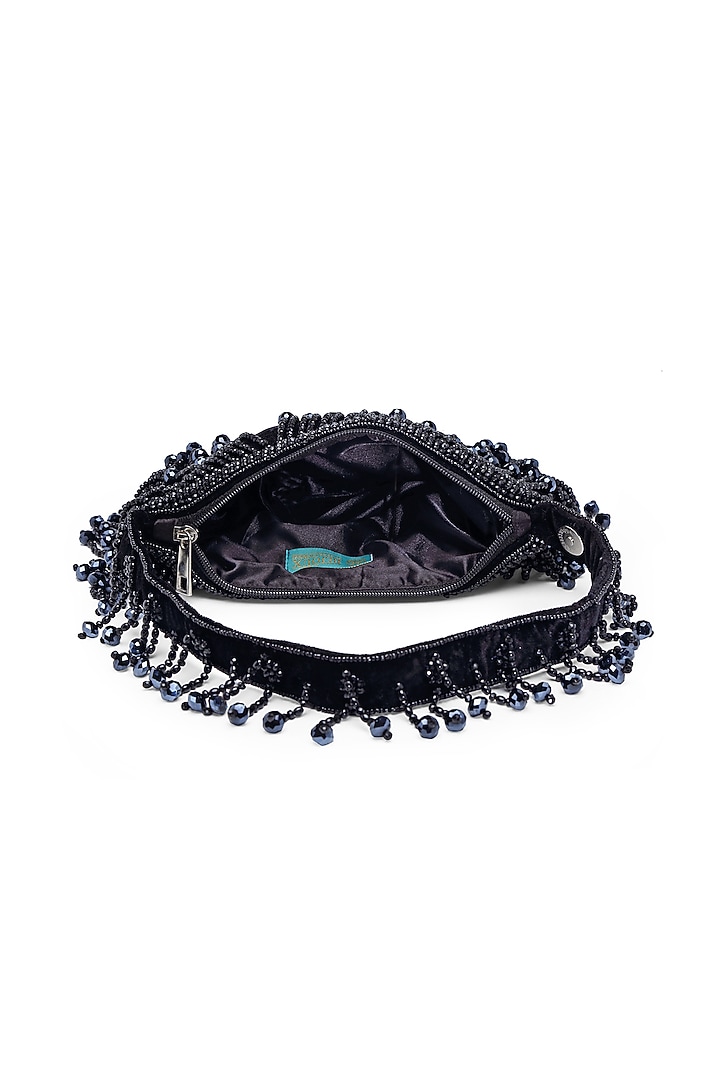 Black Velvet Crystal Bead Embroidered Purse by Bijoux By Priya Chandna at Pernia's Pop Up Shop