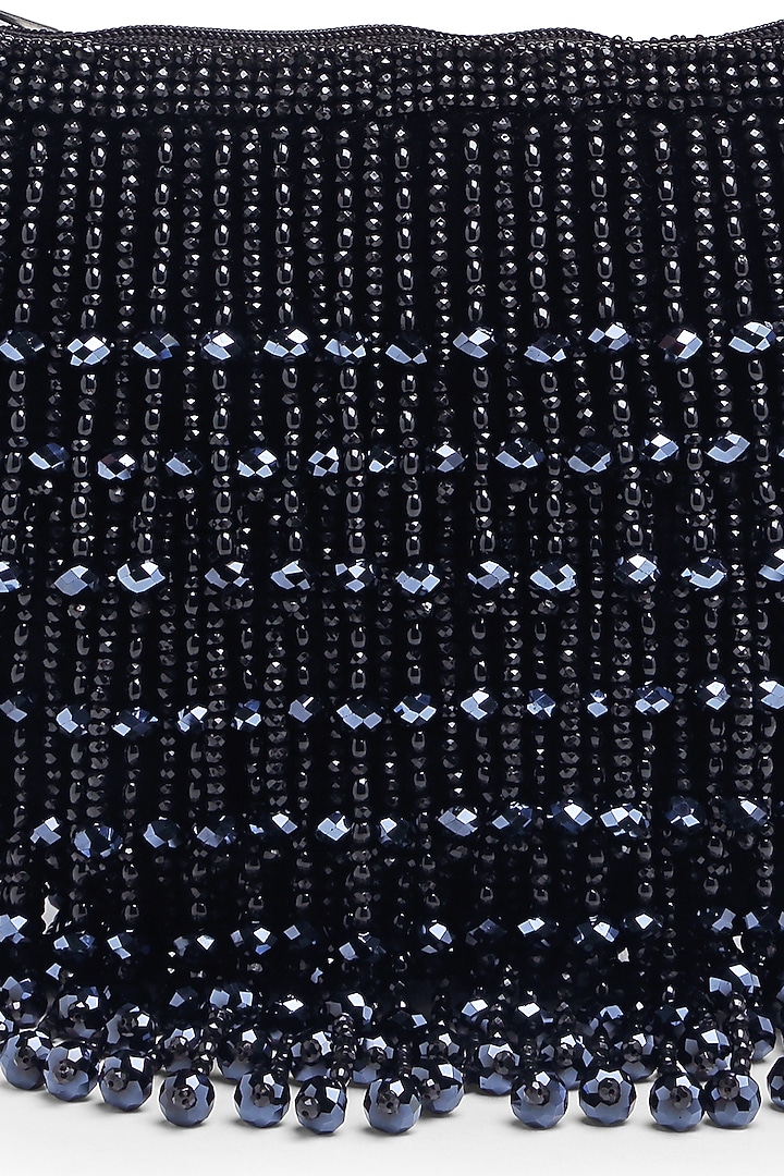 Black Velvet Crystal Bead Embroidered Purse by Bijoux By Priya Chandna at Pernia's Pop Up Shop