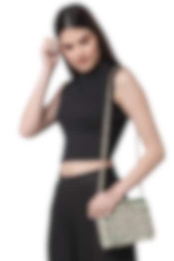 Green Fabric Pearl Embellished Box Bag by Bijoux By Priya Chandna at Pernia's Pop Up Shop