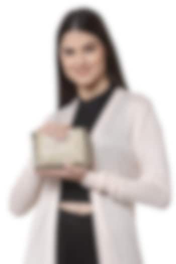 Gold Synthetic Bead Embellished Clutch by Bijoux By Priya Chandna at Pernia's Pop Up Shop