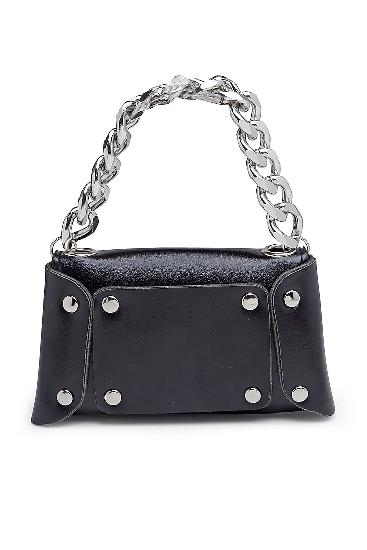 Black Synthetic Leather Belt Bag by Bijoux By Priya Chandna at Pernia's Pop Up Shop