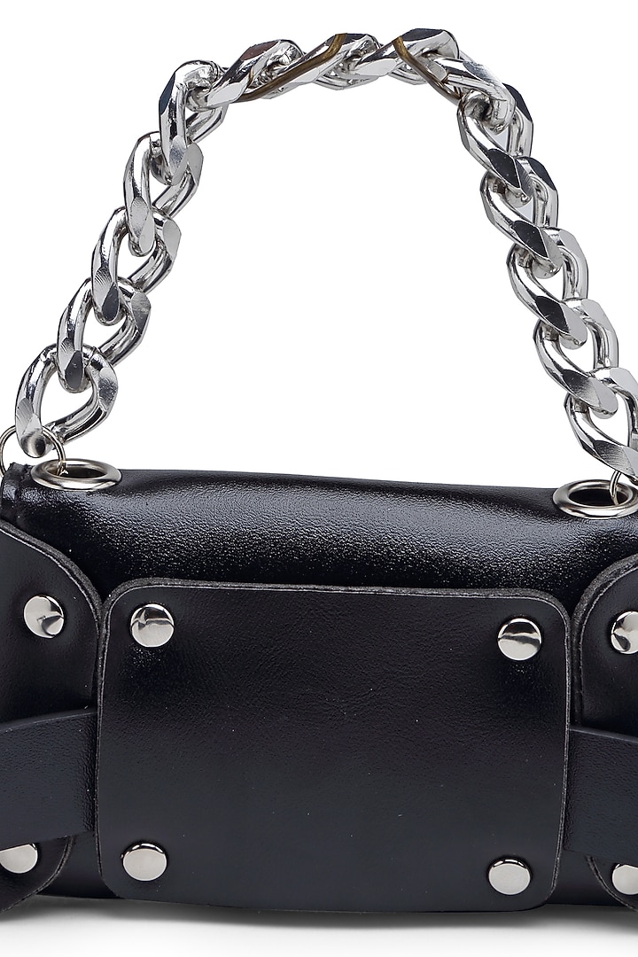 Black Synthetic Leather Belt Bag by Bijoux By Priya Chandna at Pernia's Pop Up Shop