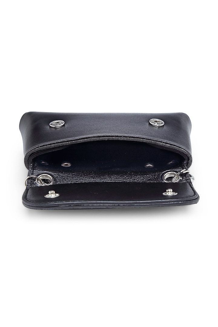 Black Synthetic Leather Belt Bag by Bijoux By Priya Chandna at Pernia's Pop Up Shop