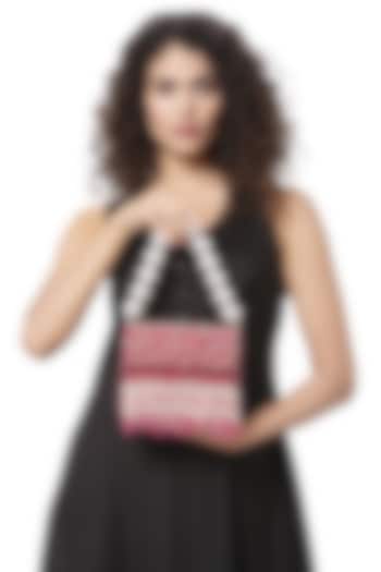 Fuchsia Fabric Glass Stone Embroidered Box Bag by Bijoux By Priya Chandna at Pernia's Pop Up Shop