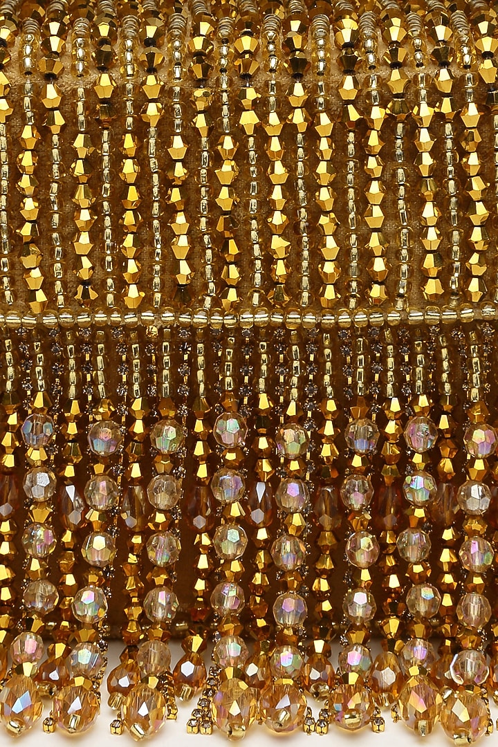 Gold Suede Pearl Embroidered Box Clutch by Bijoux By Priya Chandna at Pernia's Pop Up Shop