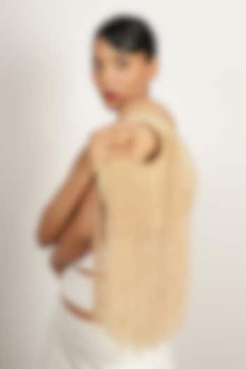 Gold Synthetic Glass Bead Embellished Handbag by Bijoux By Priya Chandna at Pernia's Pop Up Shop