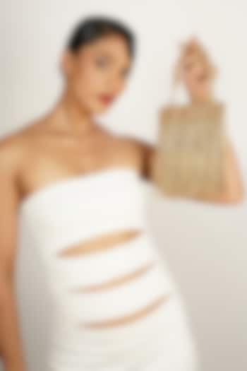 Gold Synthetic Glass Bead Embellished Handbag by Bijoux By Priya Chandna at Pernia's Pop Up Shop