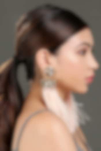 Gold Finish Thread & Feather Earrings by Bijoux By Priya Chandna at Pernia's Pop Up Shop